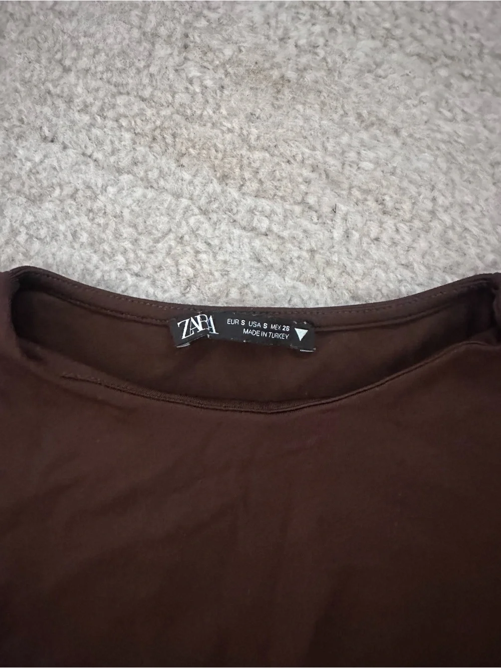 Zara Chocolate Brown Long-Sleeve Crewneck Top - Picture 3 of 3